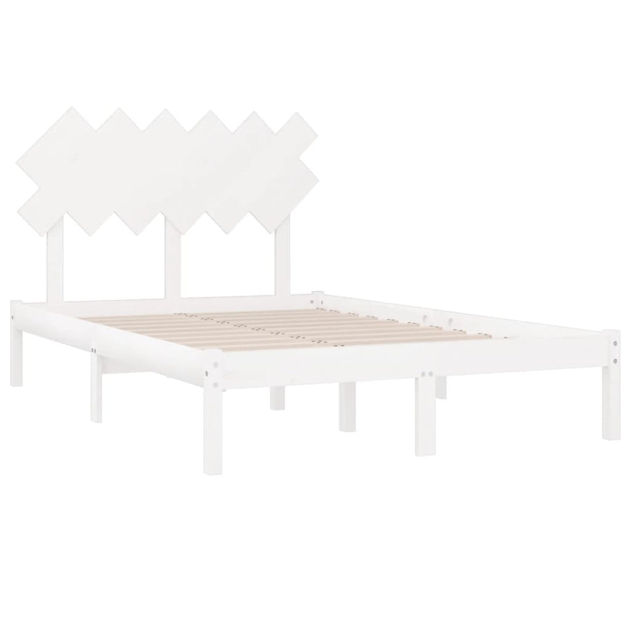 Bedframe Massief Hout 4Ft6 Double 135 x 190 cm Wit