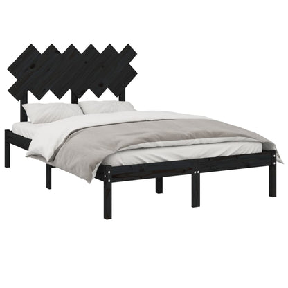 Bedframe Massief Hout 4Ft6 Double 135 x 190 cm Zwart