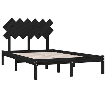 Bedframe Massief Hout 4Ft6 Double 135 x 190 cm Zwart