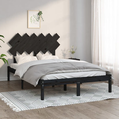Bedframe Massief Hout 4Ft6 Double 135 x 190 cm Zwart