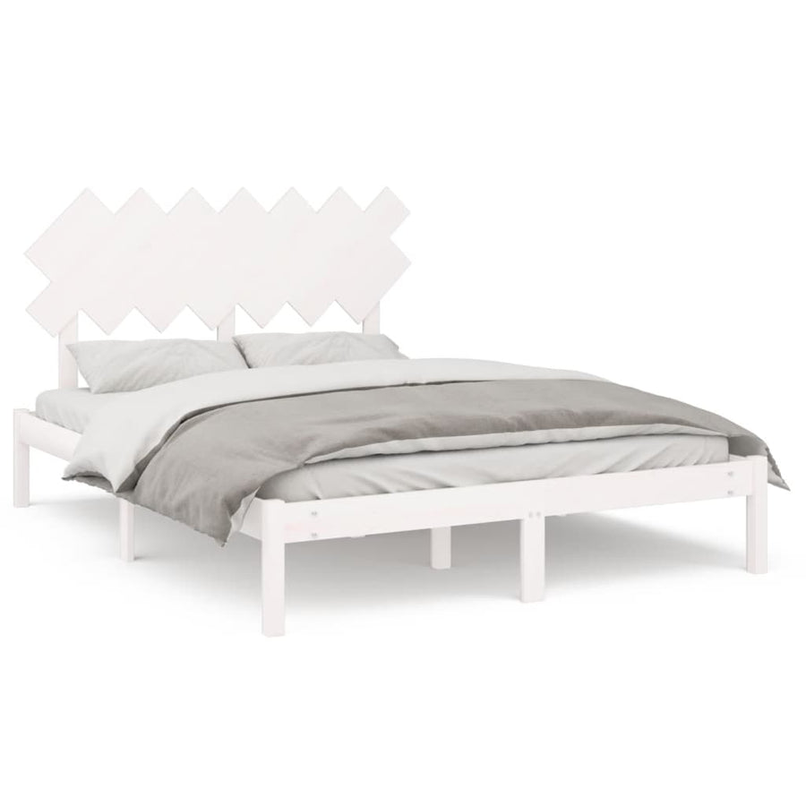 Bedframe Massief Hout 140 x 190 cm Wit