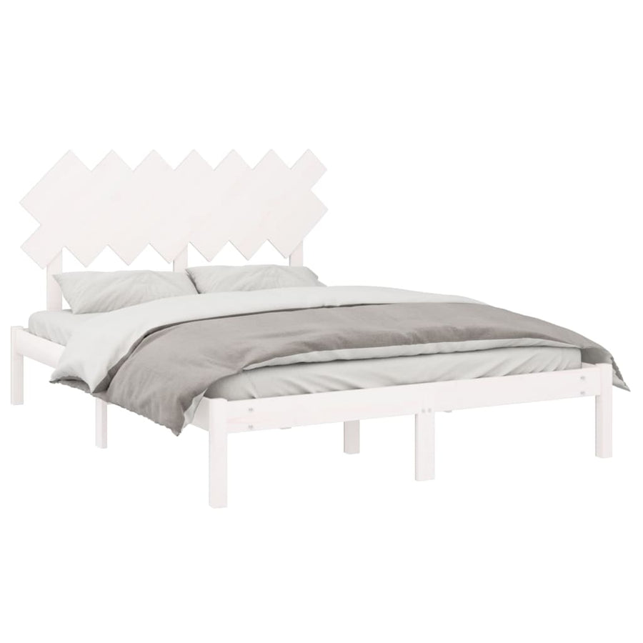 Bedframe Massief Hout 140 x 190 cm Wit