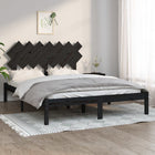 Solid black wood bed frame 140x190 cm