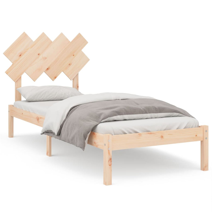 Bedframe Massief Hout 90 x 200 cm Naturel