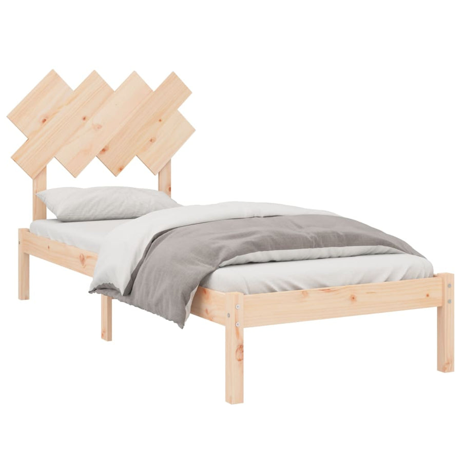 Bedframe Massief Hout 90 x 200 cm Naturel