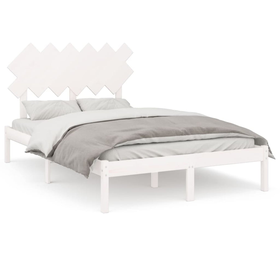 Bedframe Massief Hout 120 x 200 cm Wit