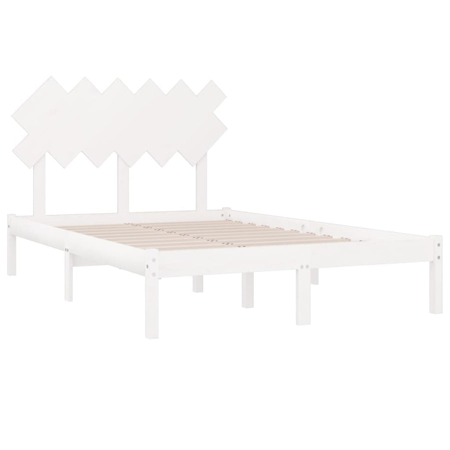 Bedframe Massief Hout 120 x 200 cm Wit