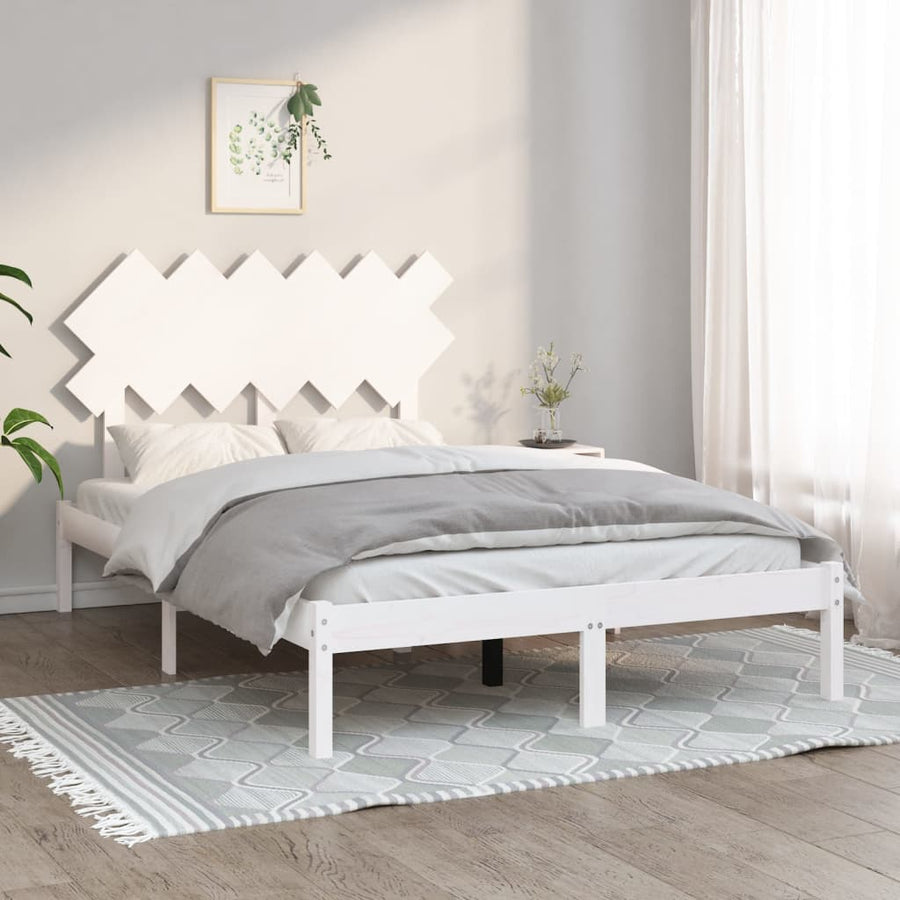 Bedframe Massief Hout 120 x 200 cm Wit