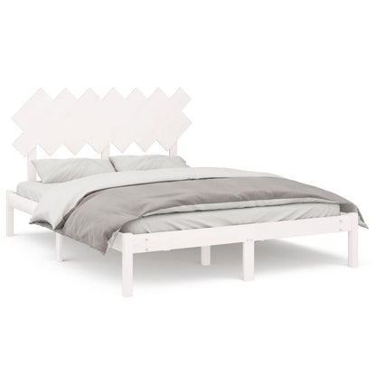 Bedframe Massief Hout 140 x 200 cm Wit