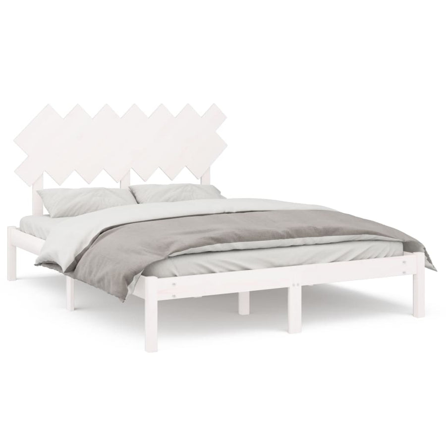 Bedframe Massief Hout 140 x 200 cm Wit