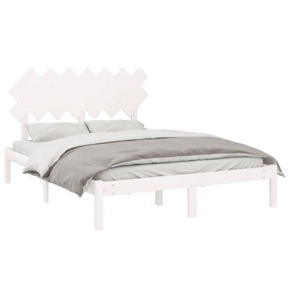 Bedframe Massief Hout 140 x 200 cm Wit