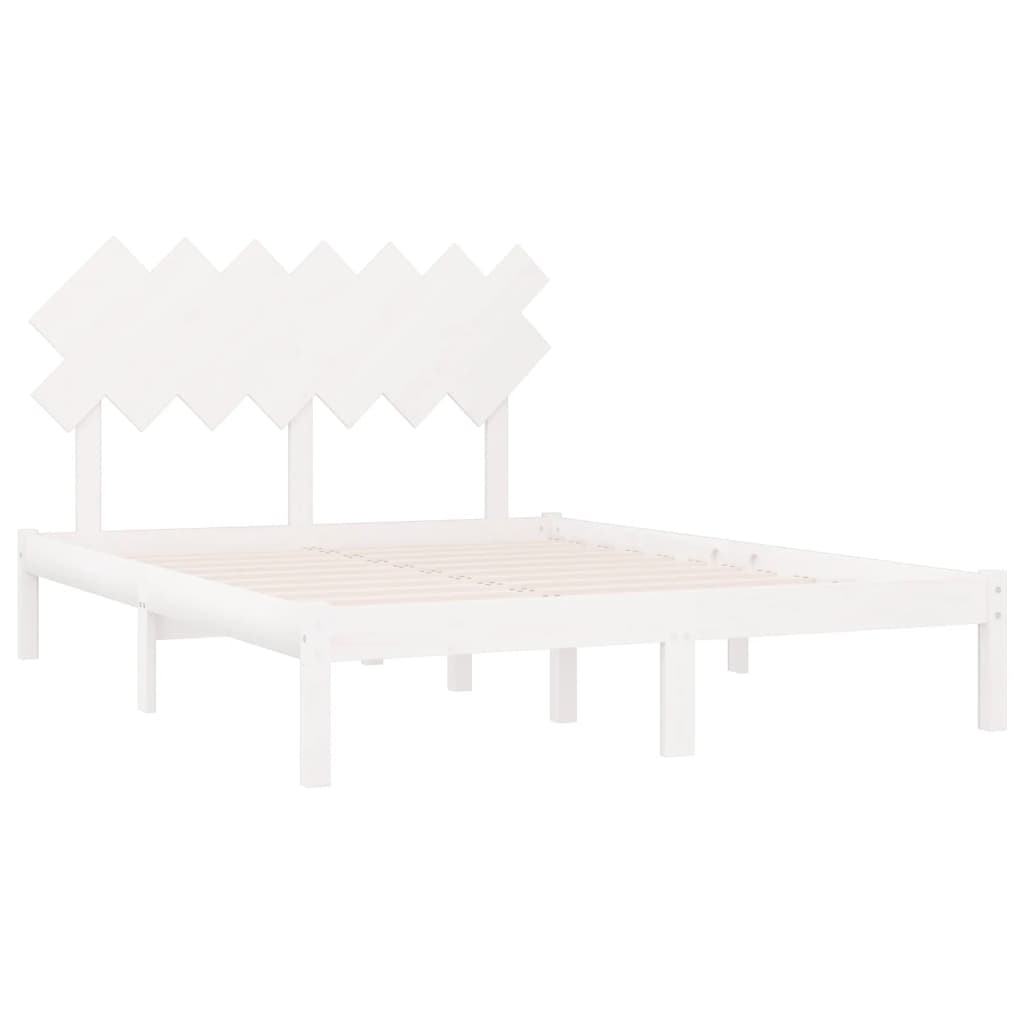 Bedframe Massief Hout 140 x 200 cm Wit