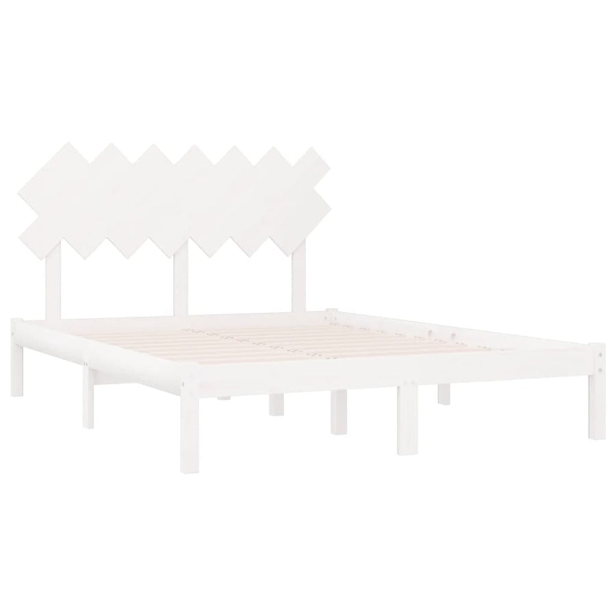 Bedframe Massief Hout 140 x 200 cm Wit