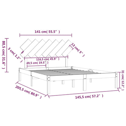 Bedframe Massief Hout 140 x 200 cm Wit