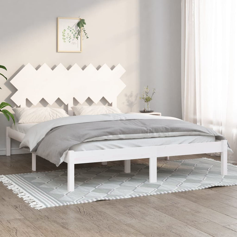 Bedframe Massief Hout 140 x 200 cm Wit