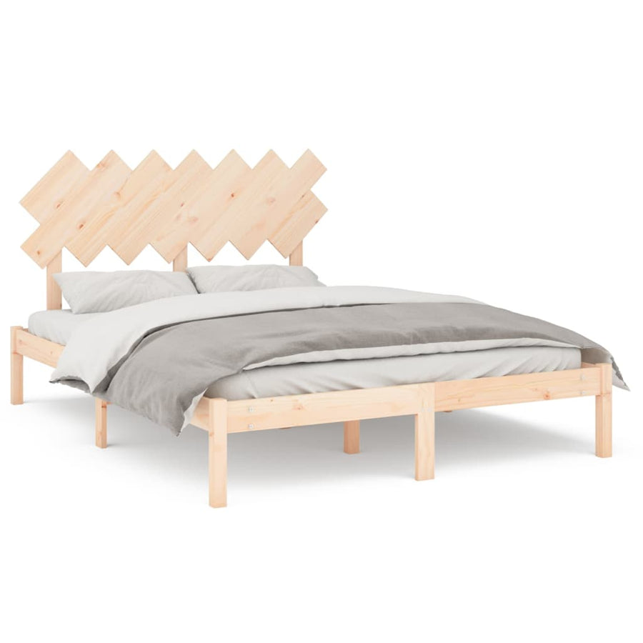 Bedframe Massief Hout 5Ft King Size 150 x 200 cm Naturel