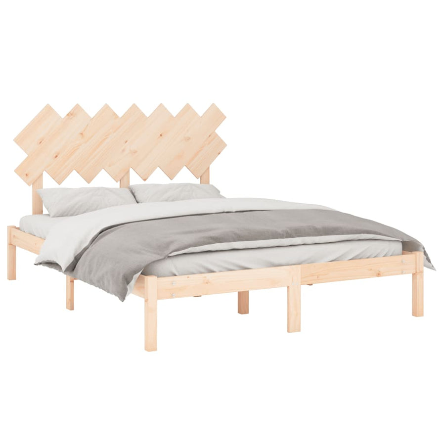 Bedframe Massief Hout 5Ft King Size 150 x 200 cm Naturel