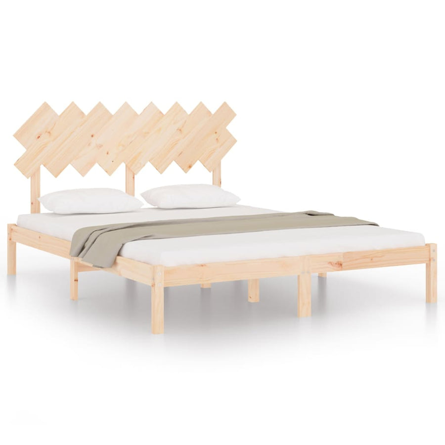 Bedframe Massief Hout 160 x 200 cm Naturel