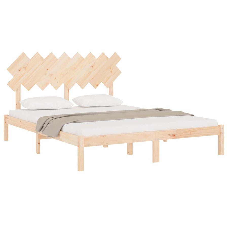 Bedframe Massief Hout 160 x 200 cm Naturel