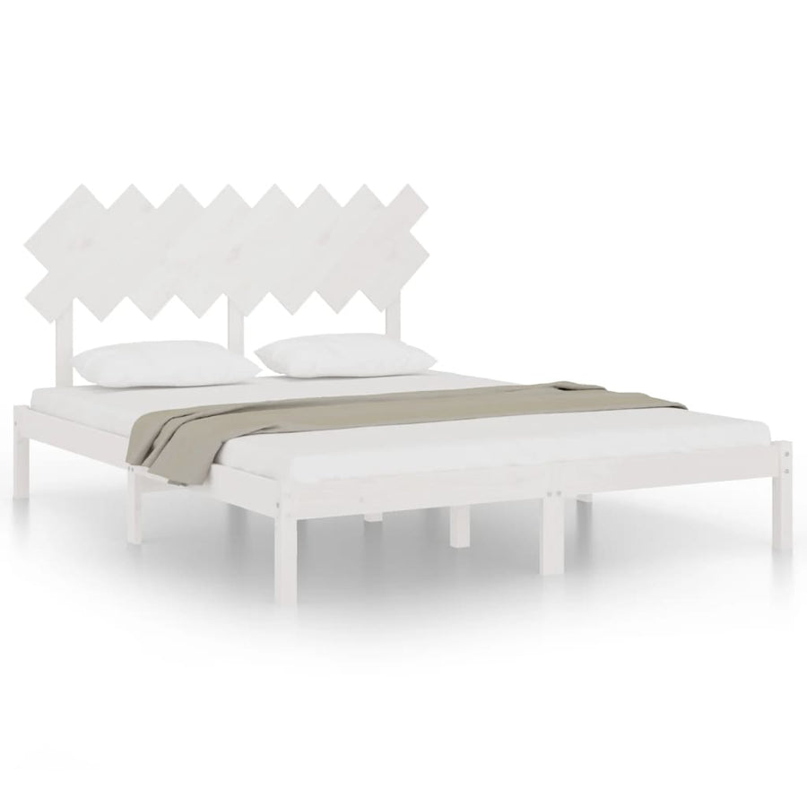 Bedframe Massief Hout 160 x 200 cm Wit