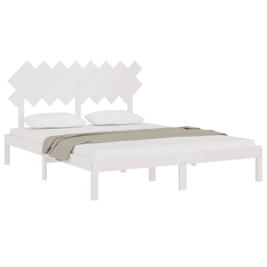Bedframe Massief Hout 160 x 200 cm Wit