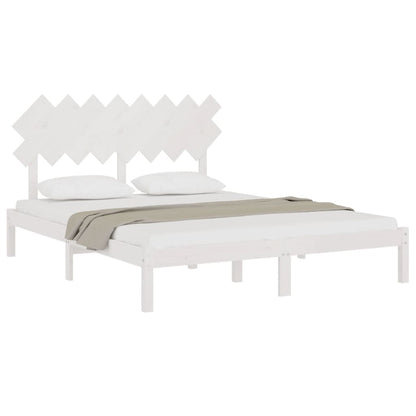Bedframe Massief Hout 160 x 200 cm Wit