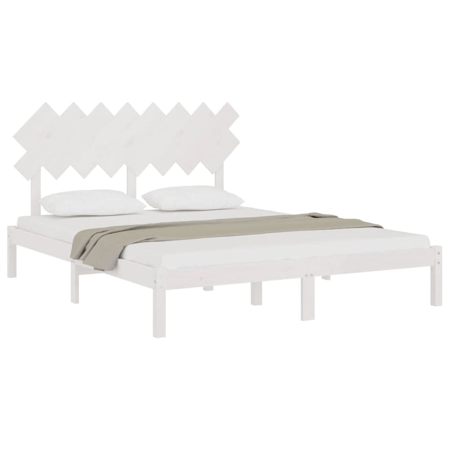 Bedframe Massief Hout 160 x 200 cm Wit
