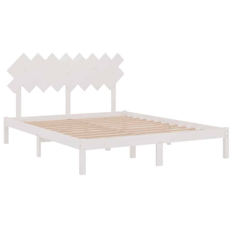 Bedframe Massief Hout 160 x 200 cm Wit