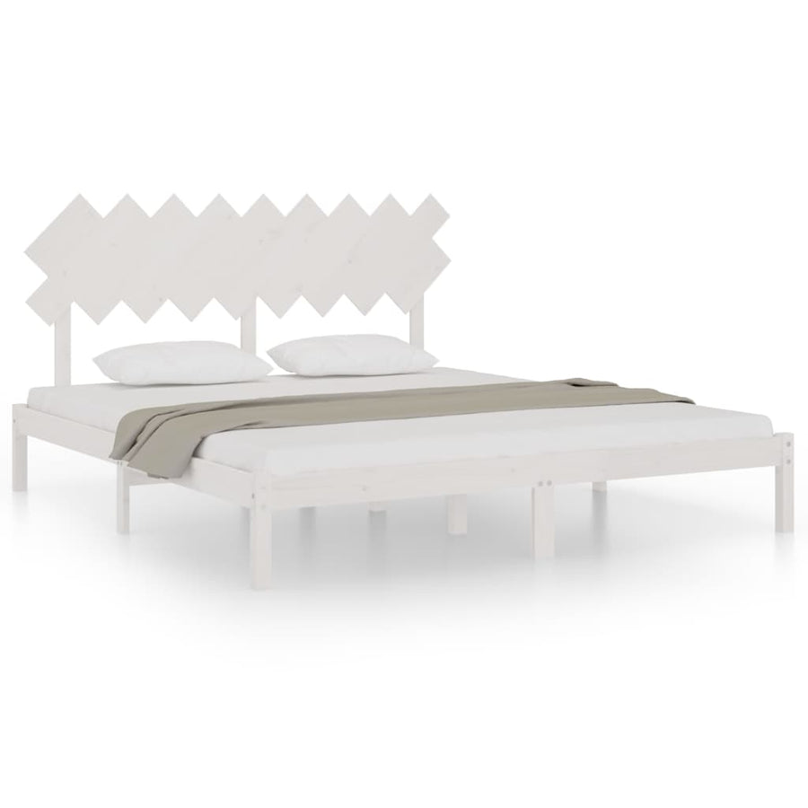 Bedframe Massief Hout 6Ft Super King 180 x 200 cm Wit