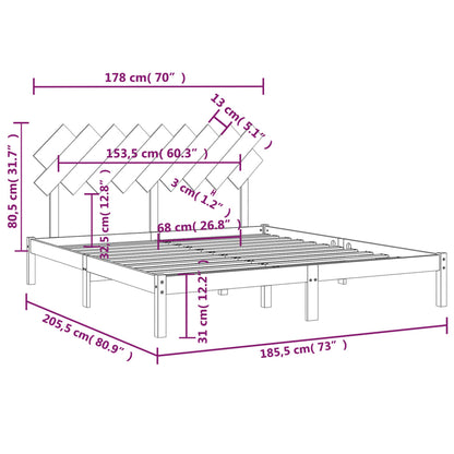 Bedframe Massief Hout 6Ft Super King 180 x 200 cm Wit