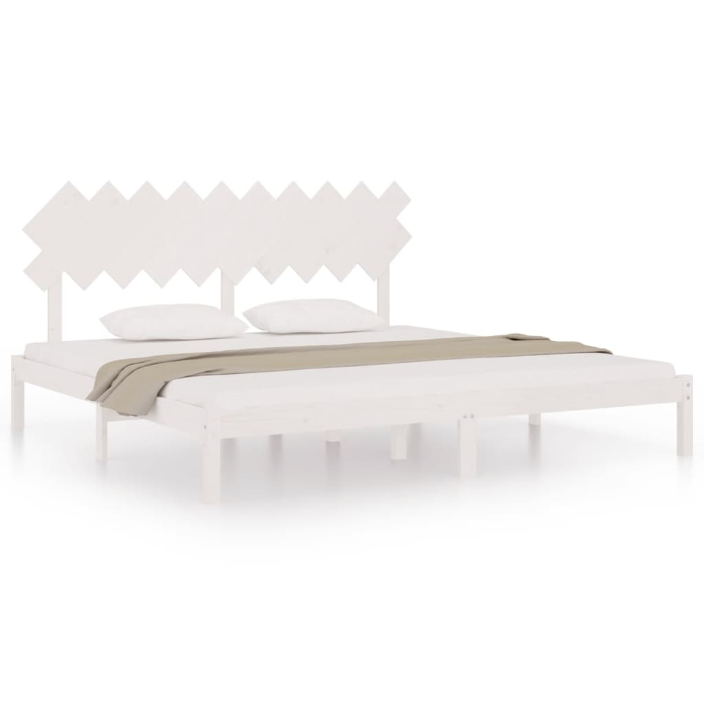 Bedframe Massief Hout 200 x 200 cm Wit