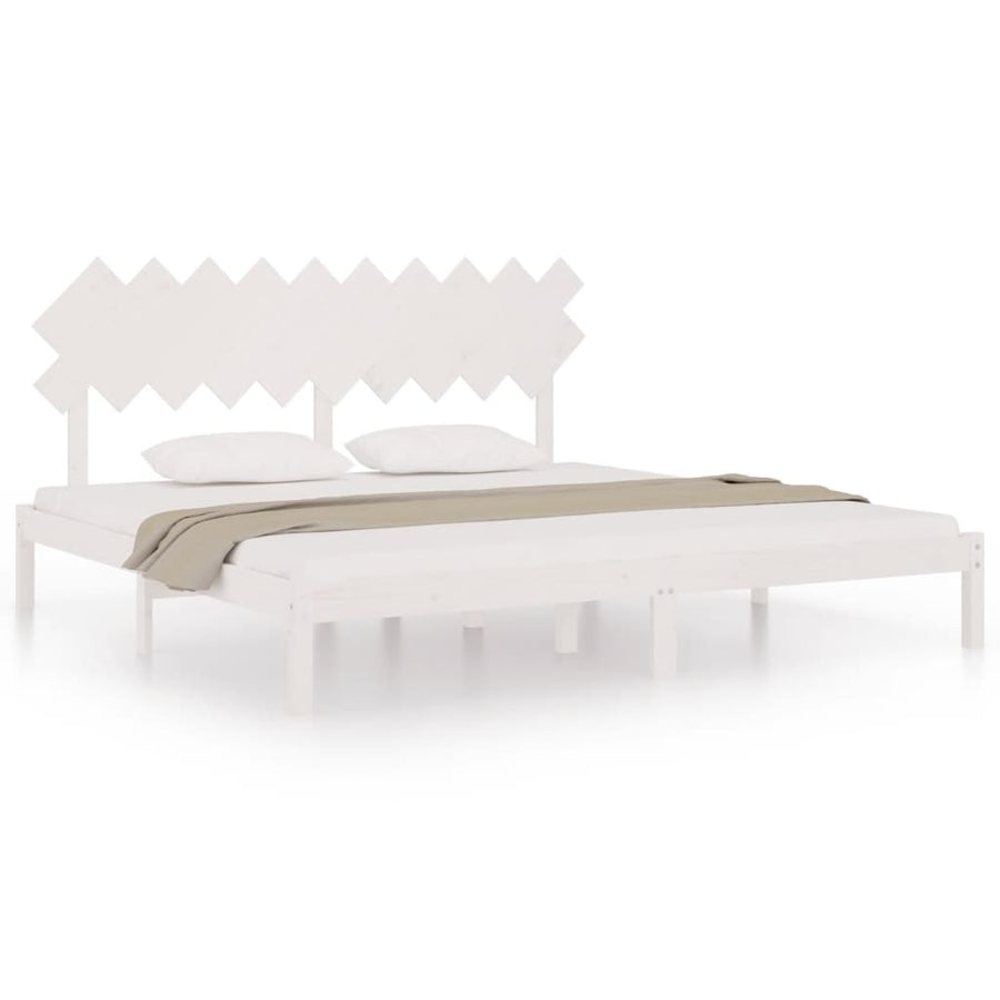 Bedframe Massief Hout 200 x 200 cm Wit