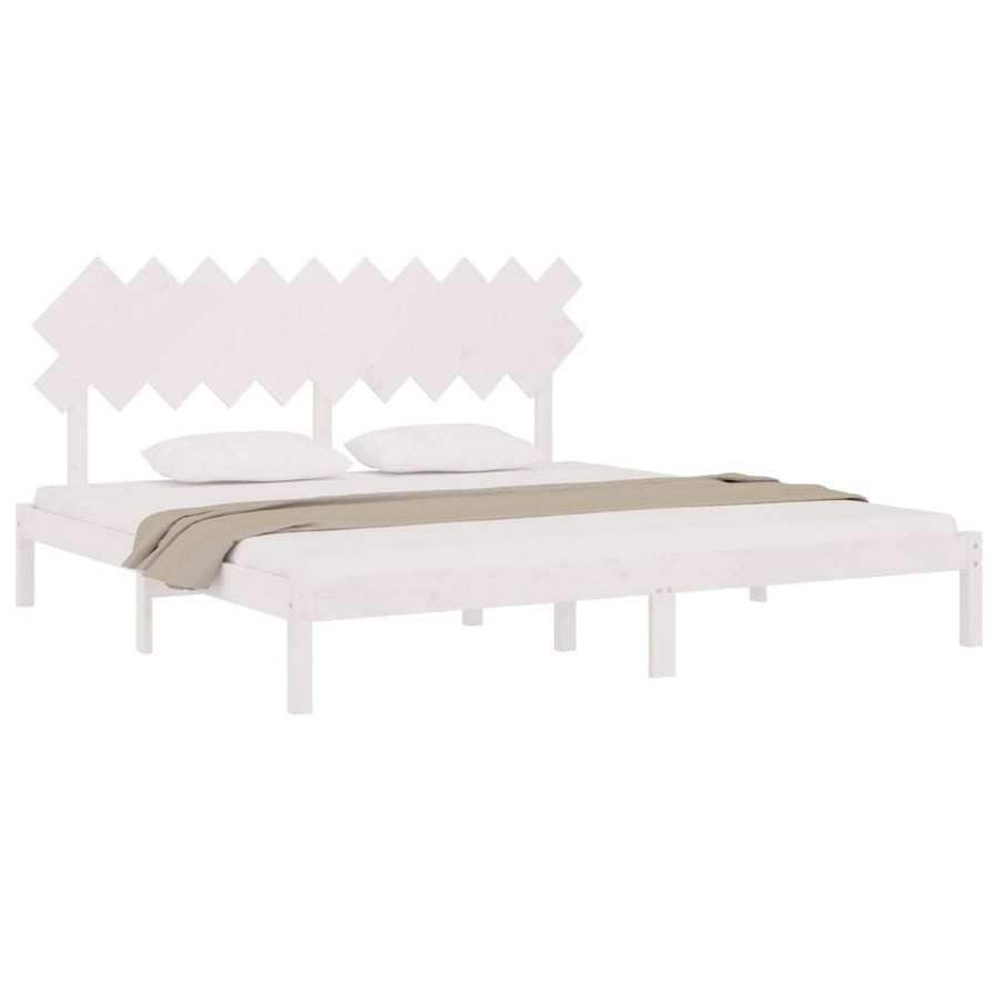 Bedframe Massief Hout 200 x 200 cm Wit