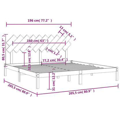 Bedframe Massief Hout 200 x 200 cm Wit