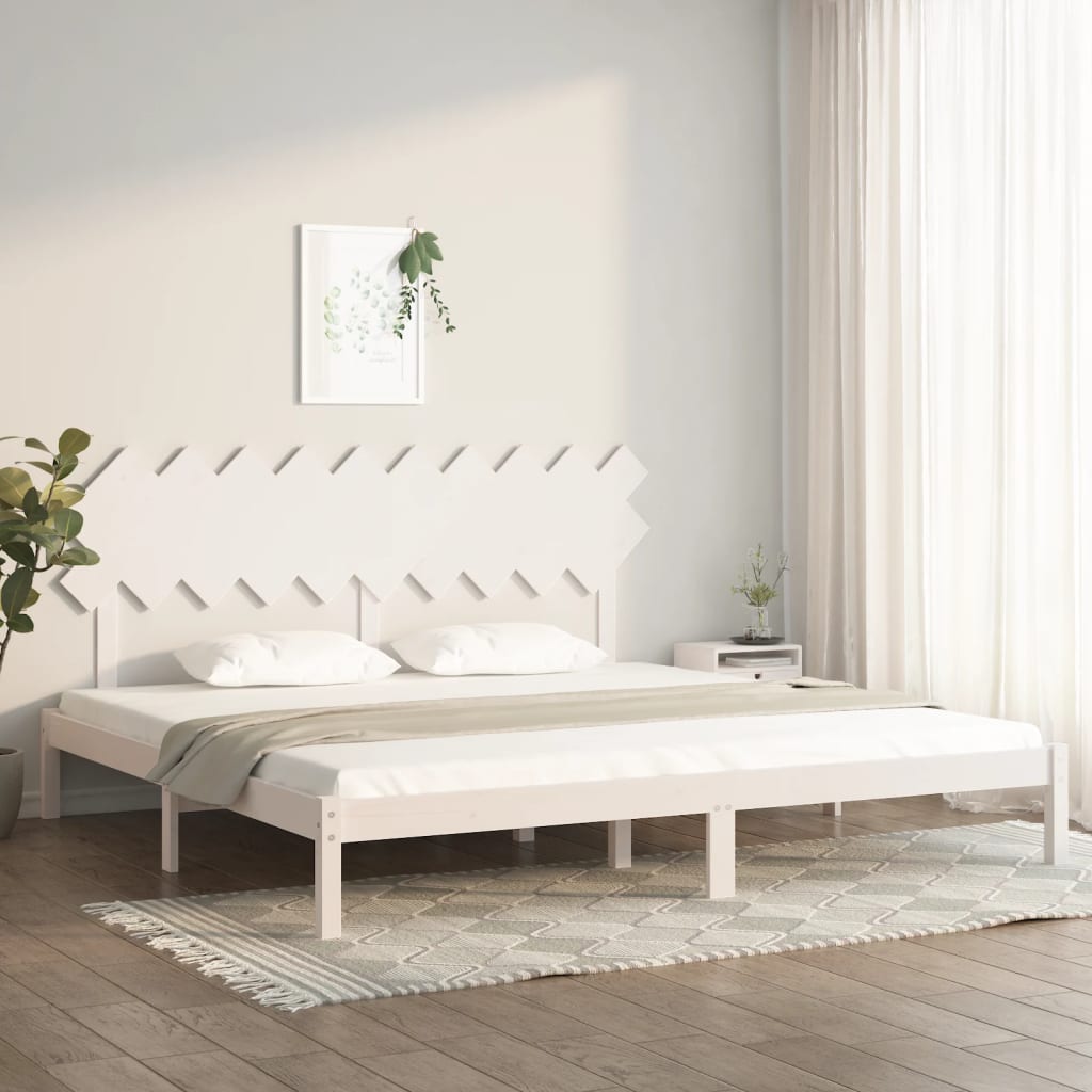 Bedframe Massief Hout 200 x 200 cm Wit