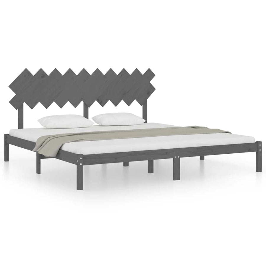 Bedframe Massief Hout 200 x 200 cm Grijs