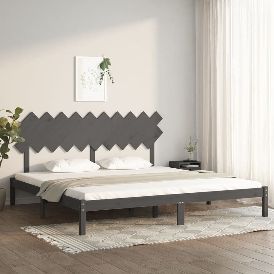 Bedframe Massief Hout 200 x 200 cm Grijs