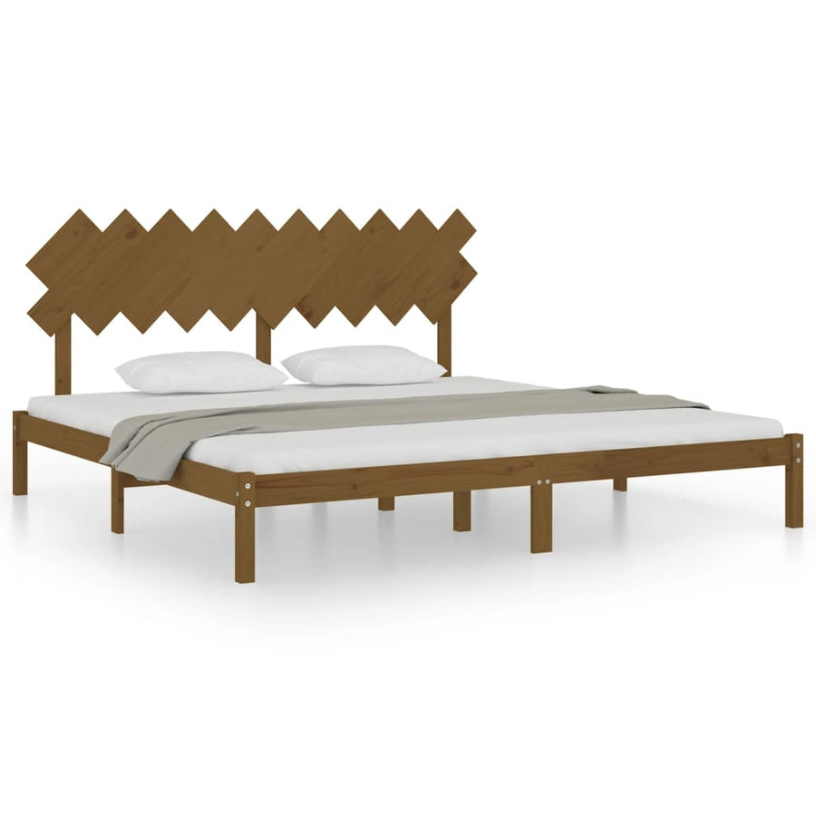 Bedframe Massief Hout 200 x 200 cm Honingbruin