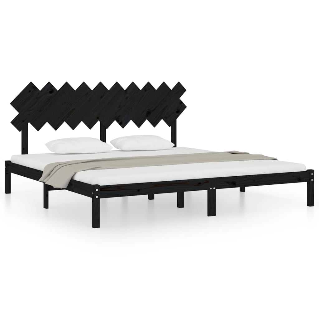 Bedframe Massief Hout 200 x 200 cm Zwart