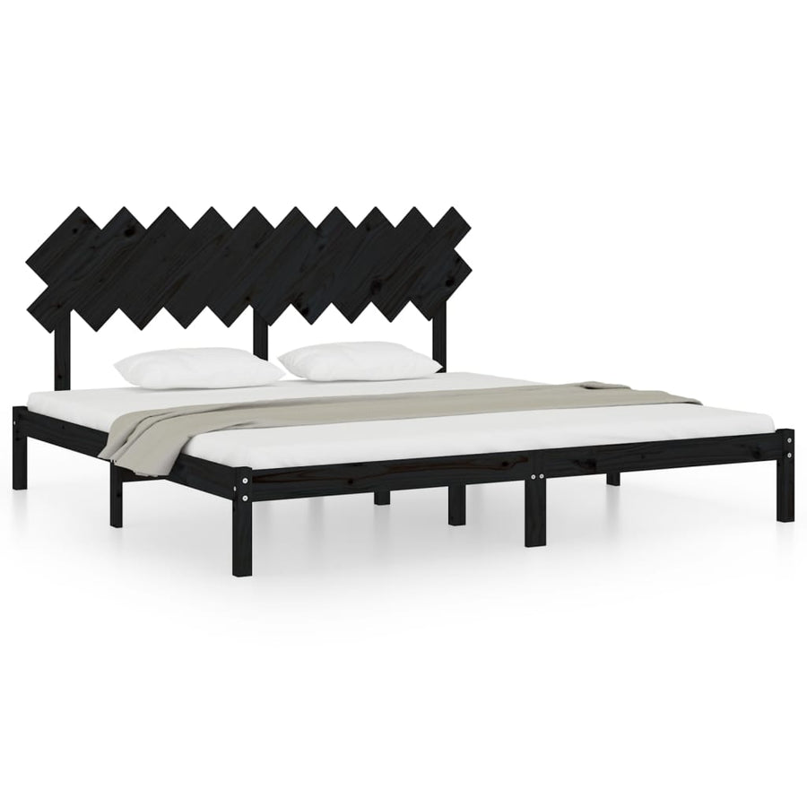 Bedframe Massief Hout 200 x 200 cm Zwart