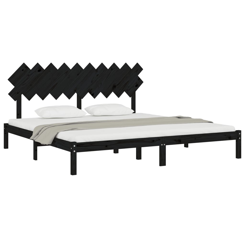 Bedframe Massief Hout 200 x 200 cm Zwart
