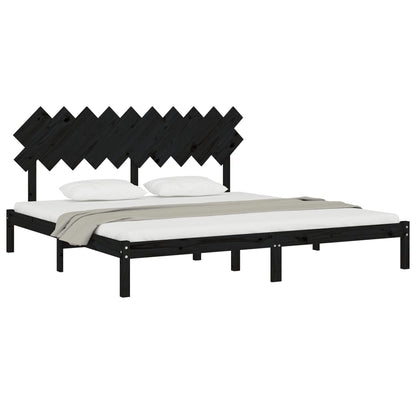 Bedframe Massief Hout 200 x 200 cm Zwart