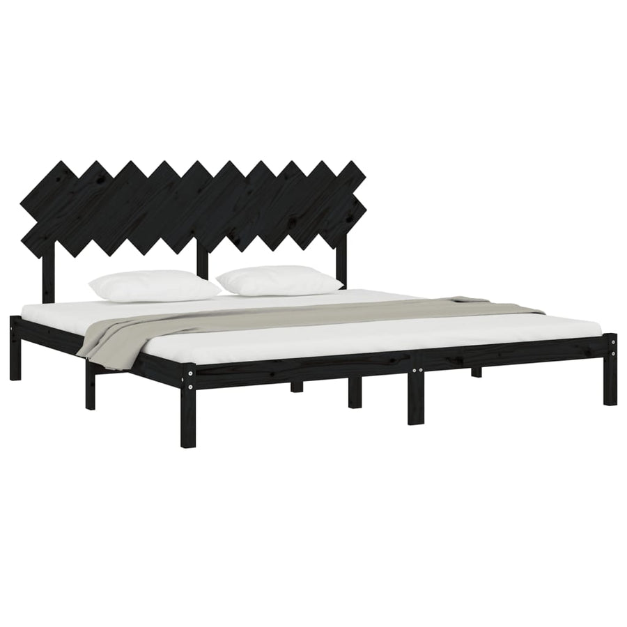 Bedframe Massief Hout 200 x 200 cm Zwart