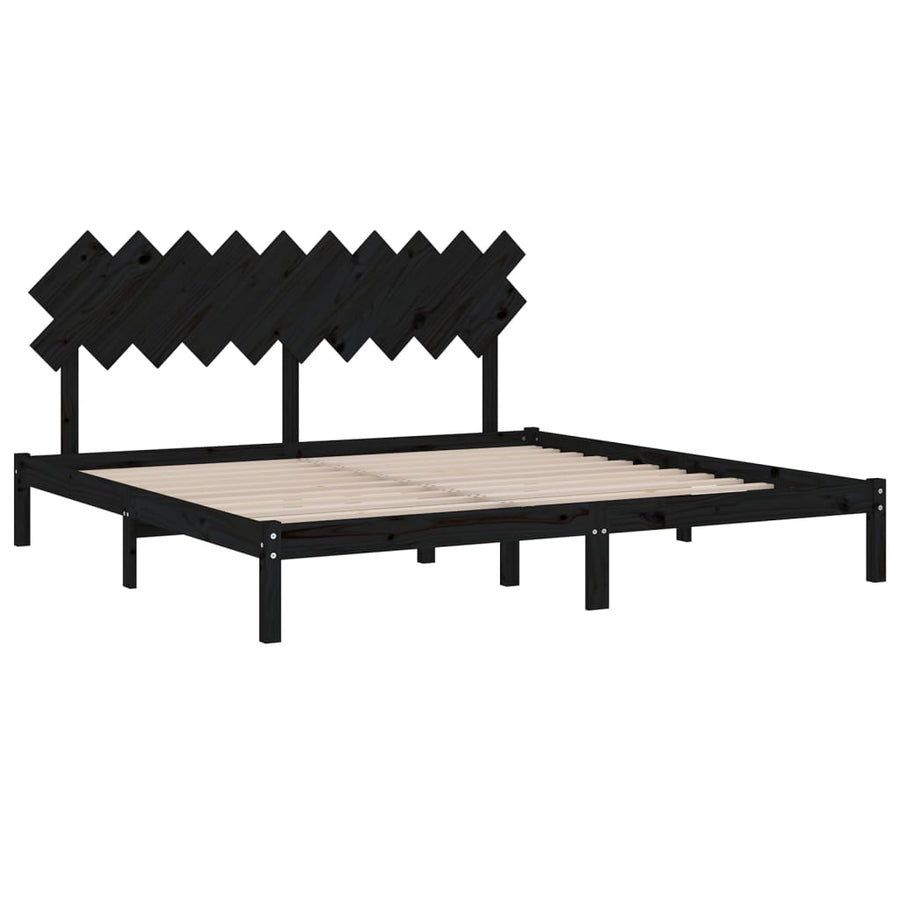 Bedframe Massief Hout 200 x 200 cm Zwart