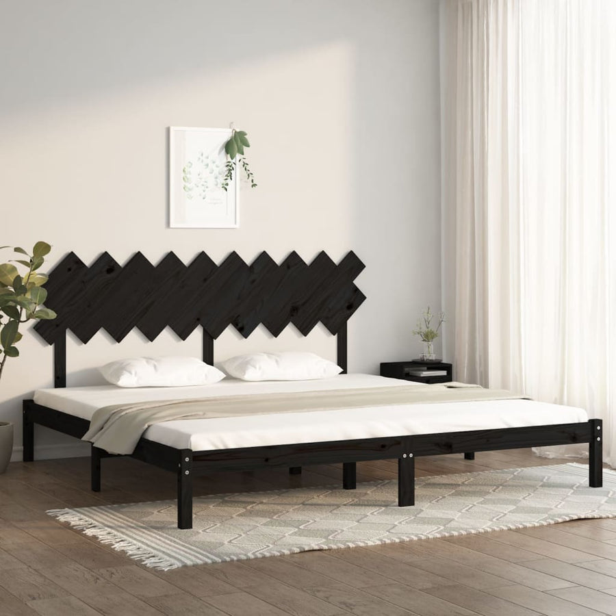 Bedframe Massief Hout 200 x 200 cm Zwart
