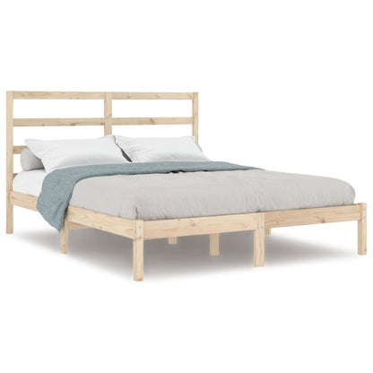 Bedframe Massief Hout Double 135 x 190 cm Naturel