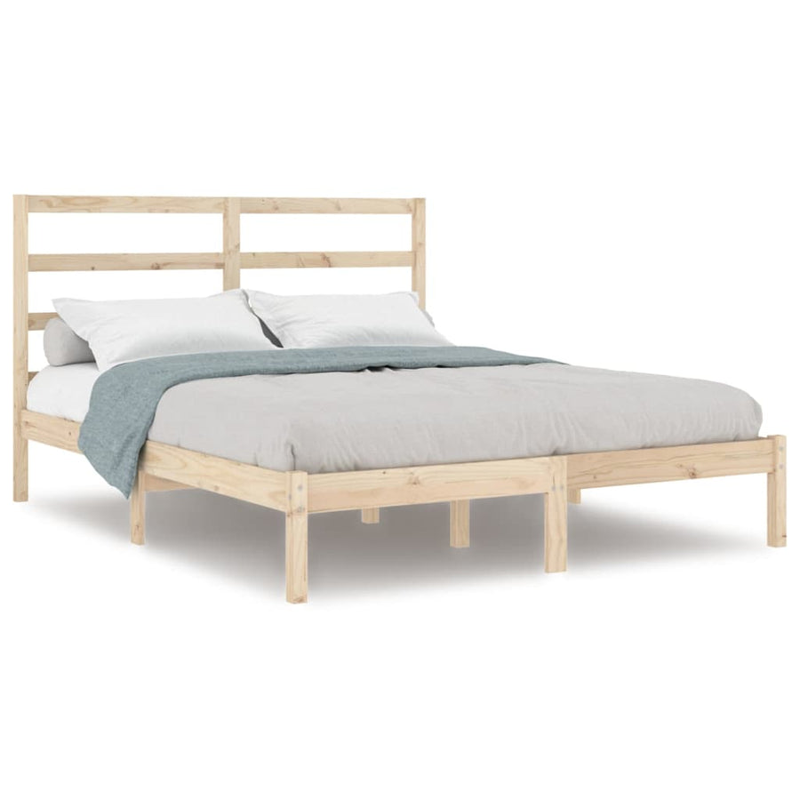 Bedframe Massief Hout Double 135 x 190 cm Naturel