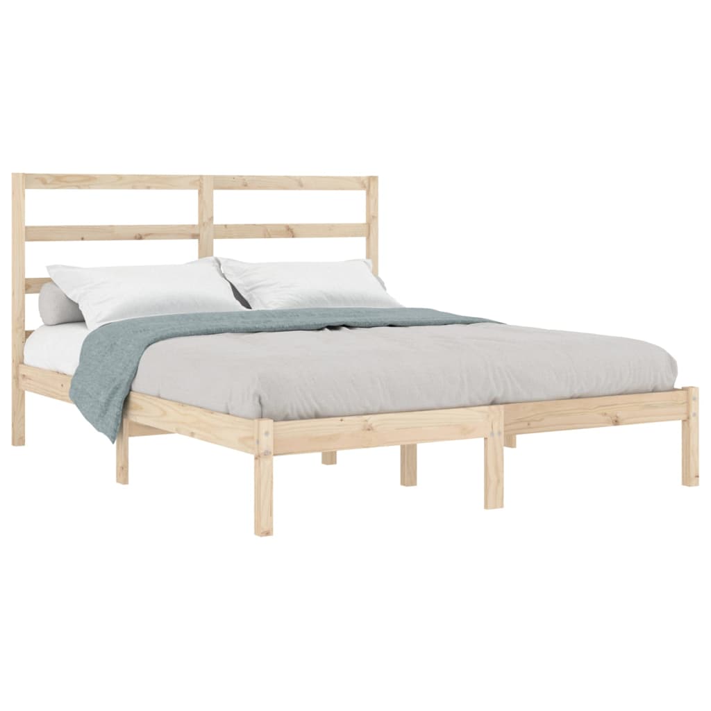 Bedframe Massief Hout Double 135 x 190 cm Naturel
