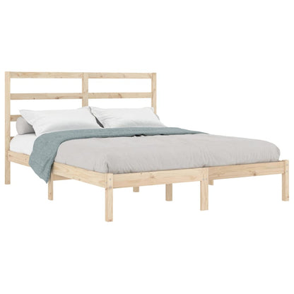Bedframe Massief Hout Double 135 x 190 cm Naturel