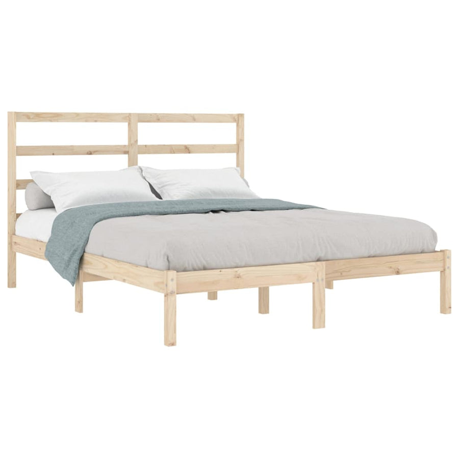 Bedframe Massief Hout Double 135 x 190 cm Naturel